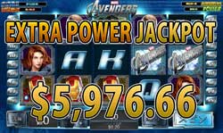 The AvengersでEXTRA POWER JACKPOT賞金5,976.66ドル獲得！