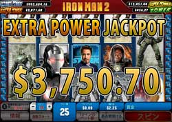 IRON MAN 2でEXTRA POWER JACKPOT　賞金3,750.70ドル獲得！