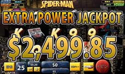 SPIDER-MANでEXTRA POWER JACKPOT 賞金2,499.85ドル獲得！ 