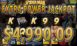 SPIDER-MANでエクストラ パワー ジャックポット 賞金4,990.09ドル獲得！