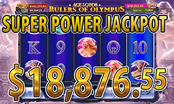 Age of the Gods: Rulers Of Olympus で SUPER POWER JACKPOT　賞金18,876.55ドル 獲得！