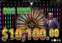 Spin a Win Live で大勝利　賞金 10,100.00ドル 獲得！ 